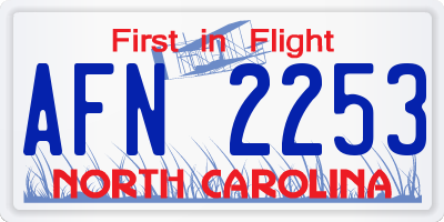 NC license plate AFN2253