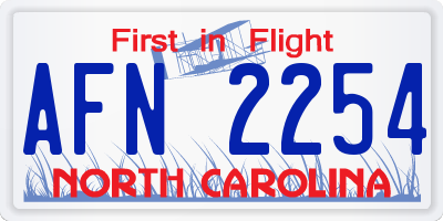 NC license plate AFN2254