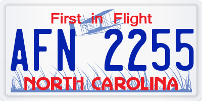 NC license plate AFN2255
