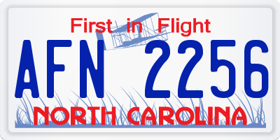 NC license plate AFN2256