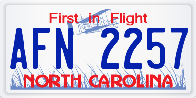 NC license plate AFN2257