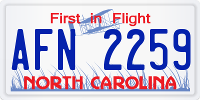 NC license plate AFN2259