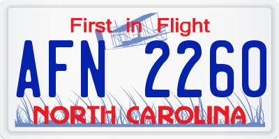 NC license plate AFN2260