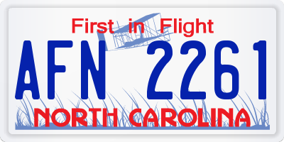 NC license plate AFN2261