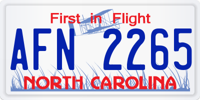 NC license plate AFN2265