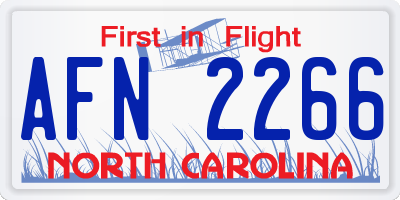 NC license plate AFN2266