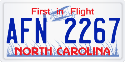 NC license plate AFN2267