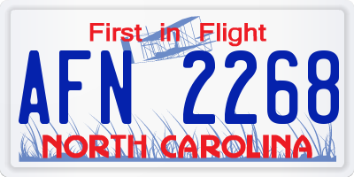 NC license plate AFN2268