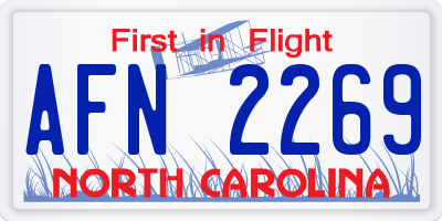 NC license plate AFN2269