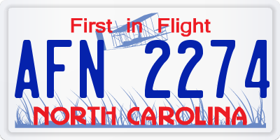 NC license plate AFN2274