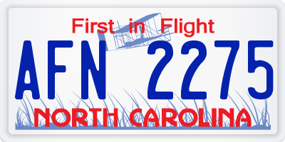 NC license plate AFN2275
