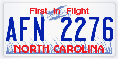 NC license plate AFN2276