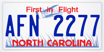 NC license plate AFN2277