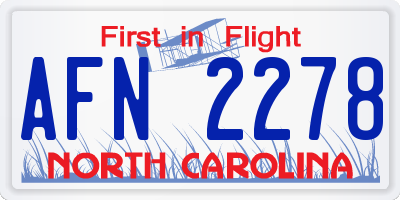NC license plate AFN2278