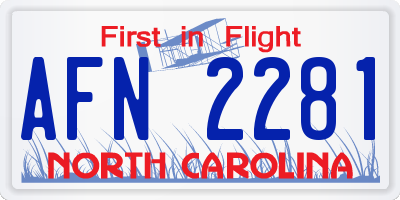 NC license plate AFN2281
