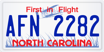 NC license plate AFN2282