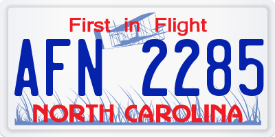 NC license plate AFN2285