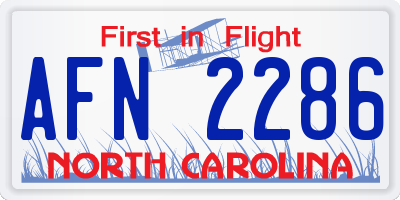 NC license plate AFN2286