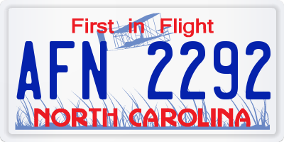 NC license plate AFN2292