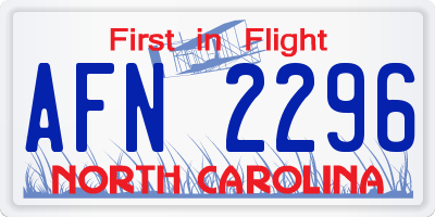 NC license plate AFN2296