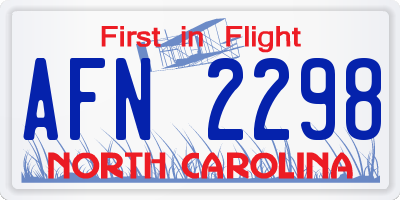 NC license plate AFN2298