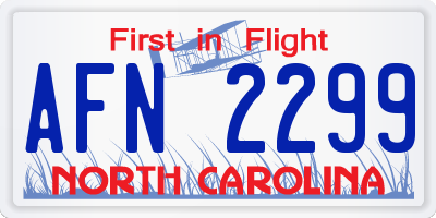 NC license plate AFN2299