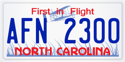 NC license plate AFN2300