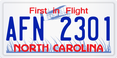 NC license plate AFN2301