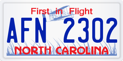 NC license plate AFN2302