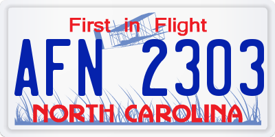 NC license plate AFN2303