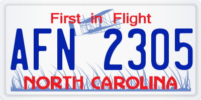 NC license plate AFN2305