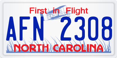 NC license plate AFN2308