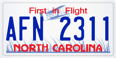 NC license plate AFN2311