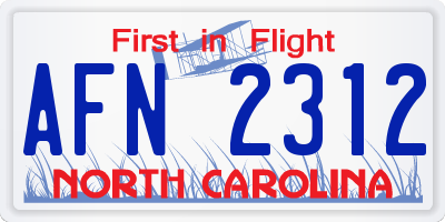 NC license plate AFN2312
