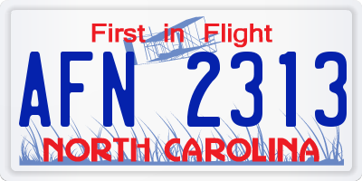 NC license plate AFN2313