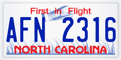 NC license plate AFN2316