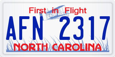 NC license plate AFN2317