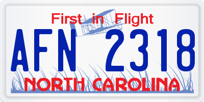 NC license plate AFN2318