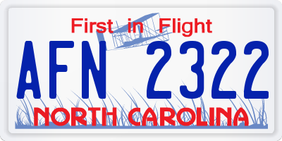 NC license plate AFN2322