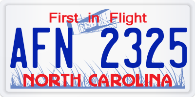 NC license plate AFN2325