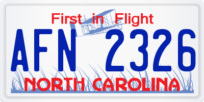 NC license plate AFN2326