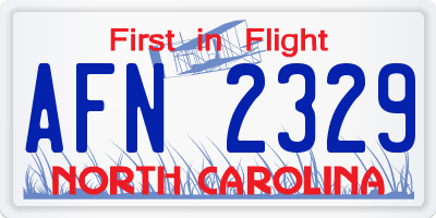 NC license plate AFN2329