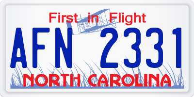 NC license plate AFN2331
