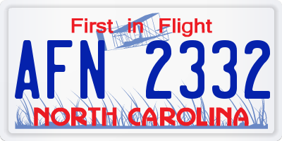 NC license plate AFN2332
