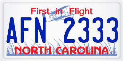 NC license plate AFN2333