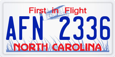 NC license plate AFN2336