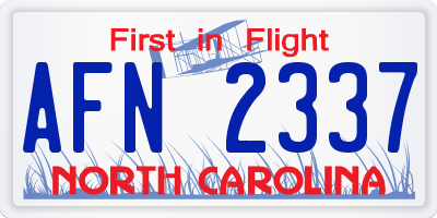 NC license plate AFN2337
