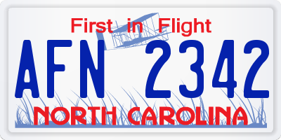 NC license plate AFN2342