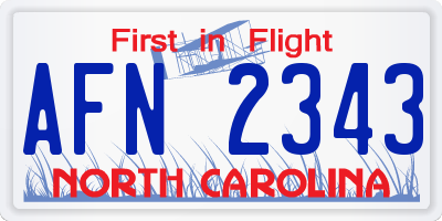NC license plate AFN2343