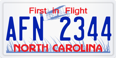 NC license plate AFN2344